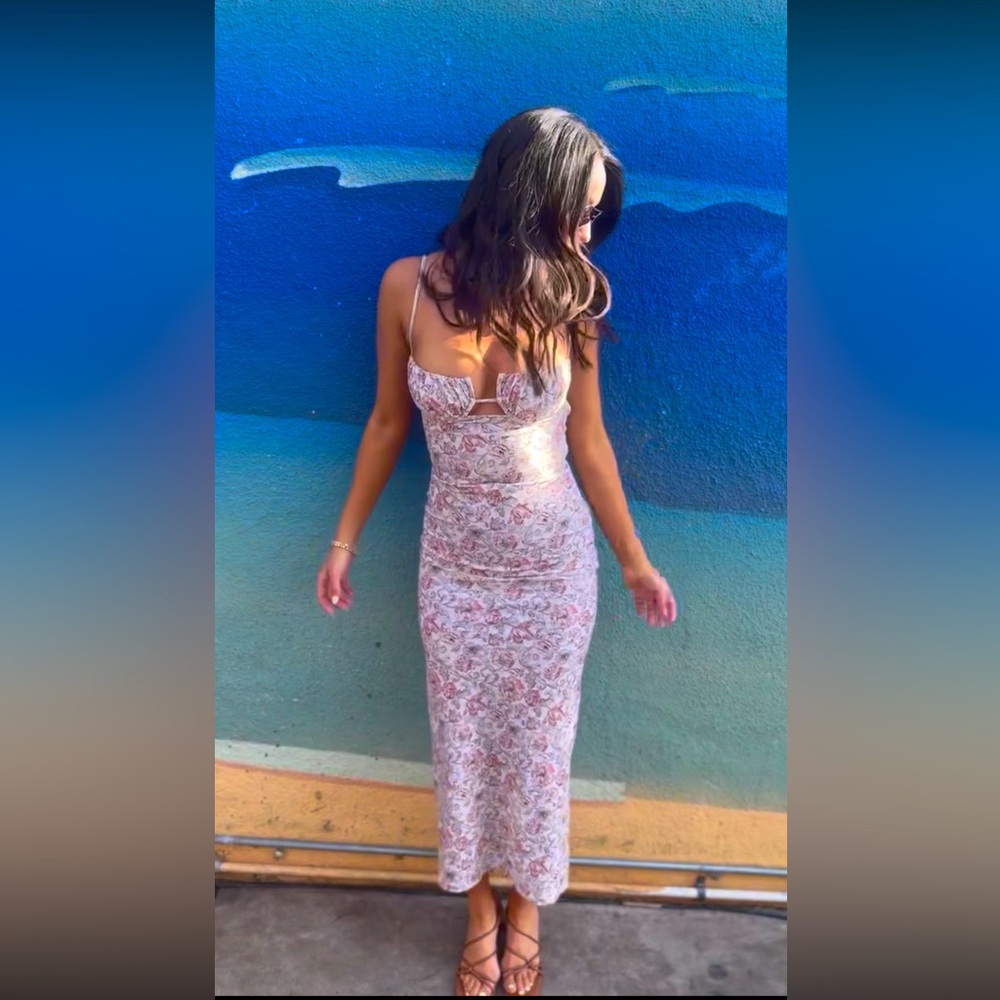 Montce Venecia Floral Petal Long Slip Dress S